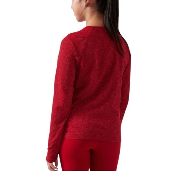 Athleta Girl Power Up Shimmer Top in Candy Red NWOT - Picture 2 of 10